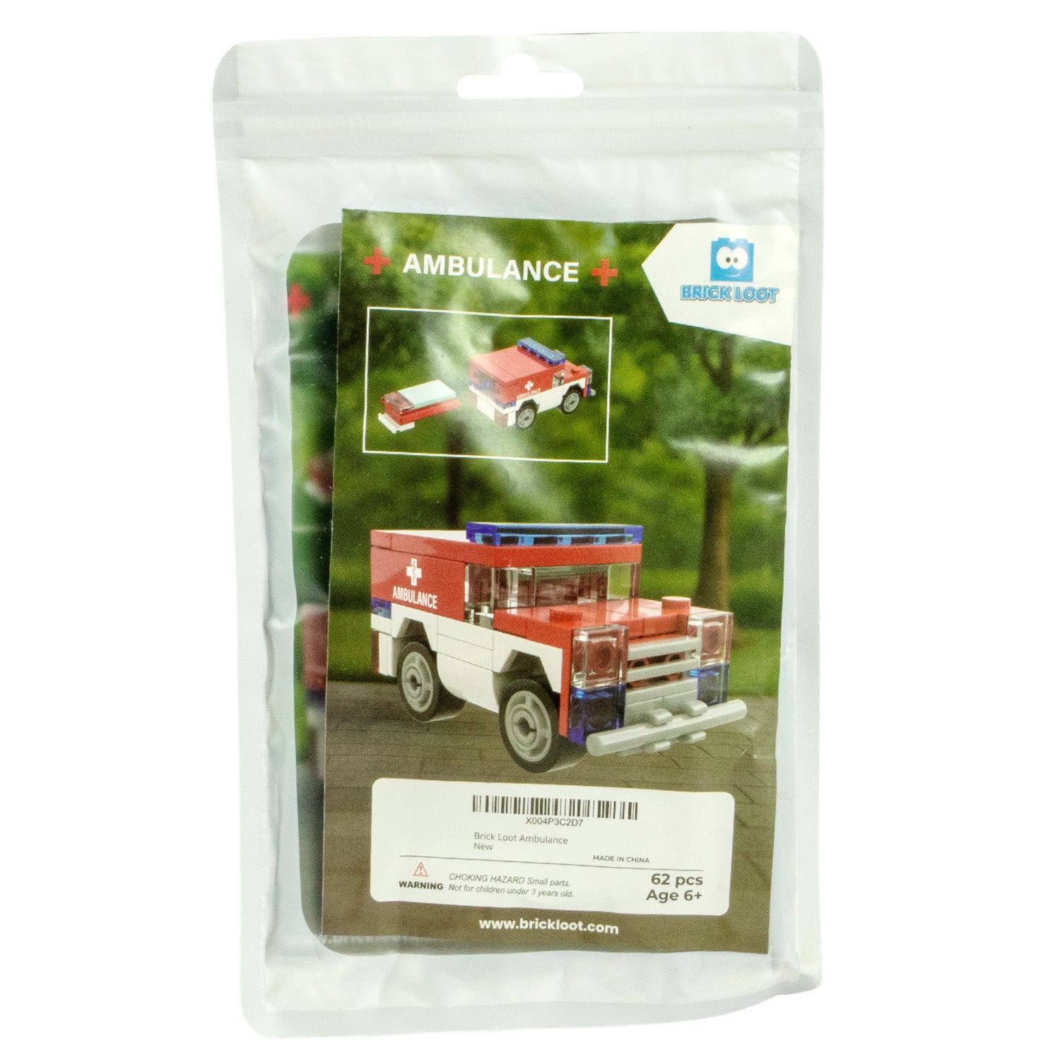 Ambulance Brick Set - 62 Piece Emergency Vehicle Toy