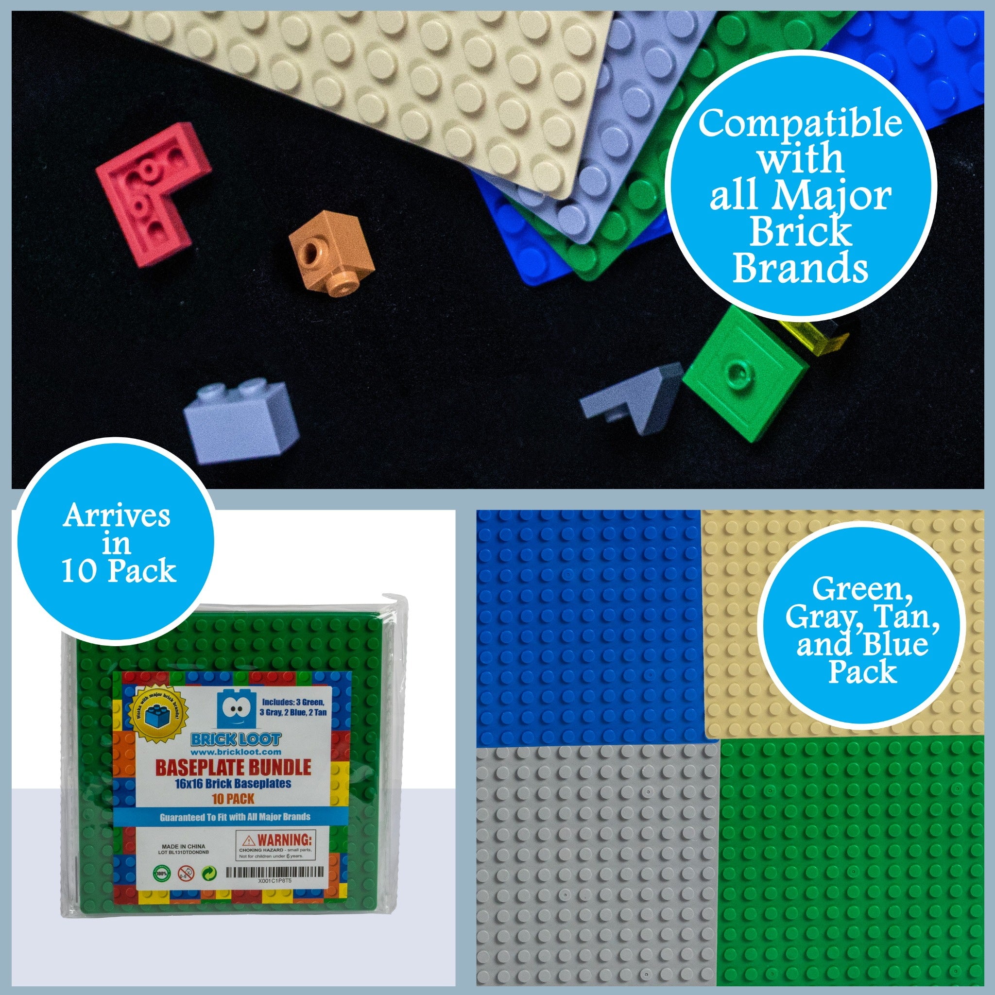Baseplate Bundle - 10 pack of 16x16 (5x5 Inches)
