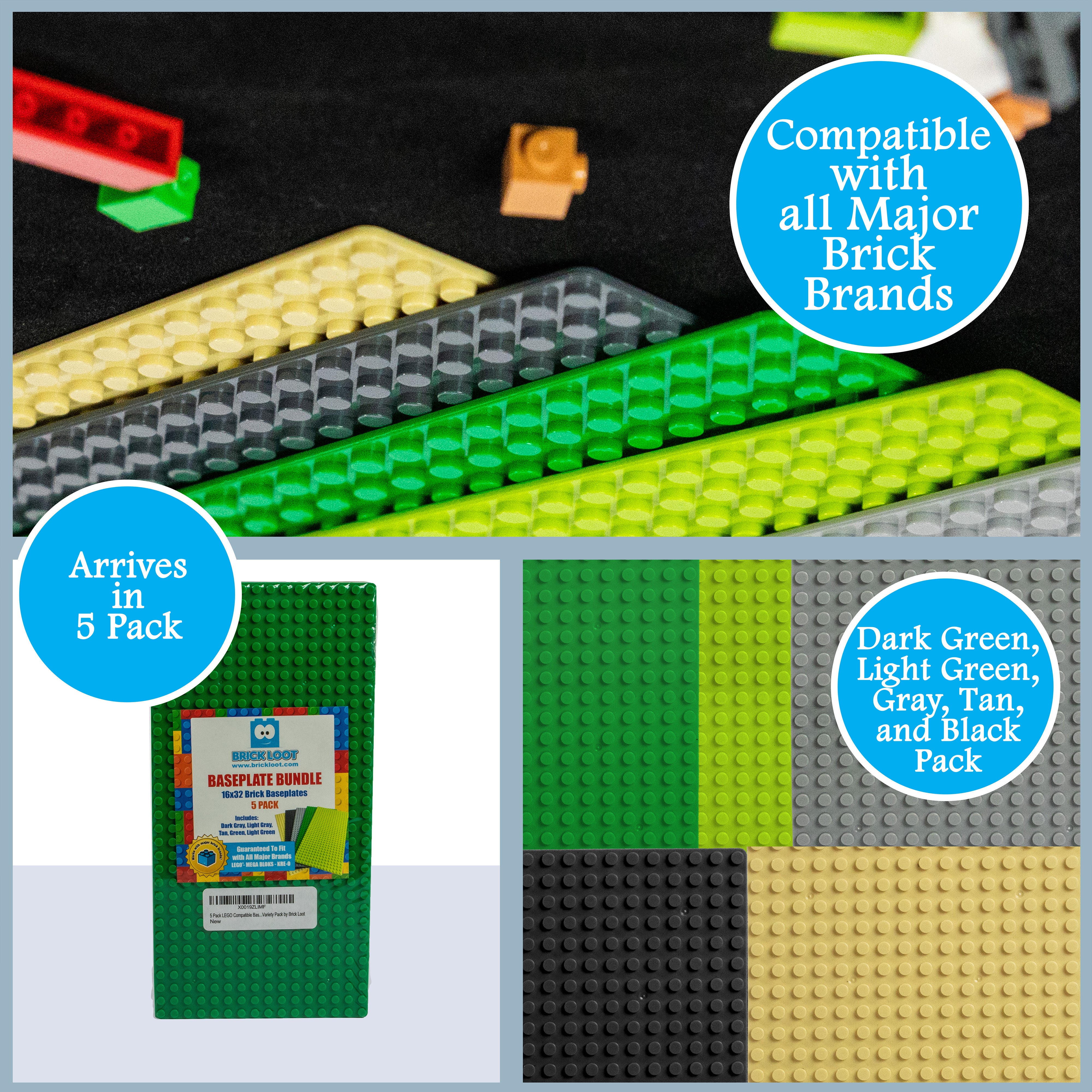 Baseplate Bundle - 5 pack of 16x32 (5x10 inches)