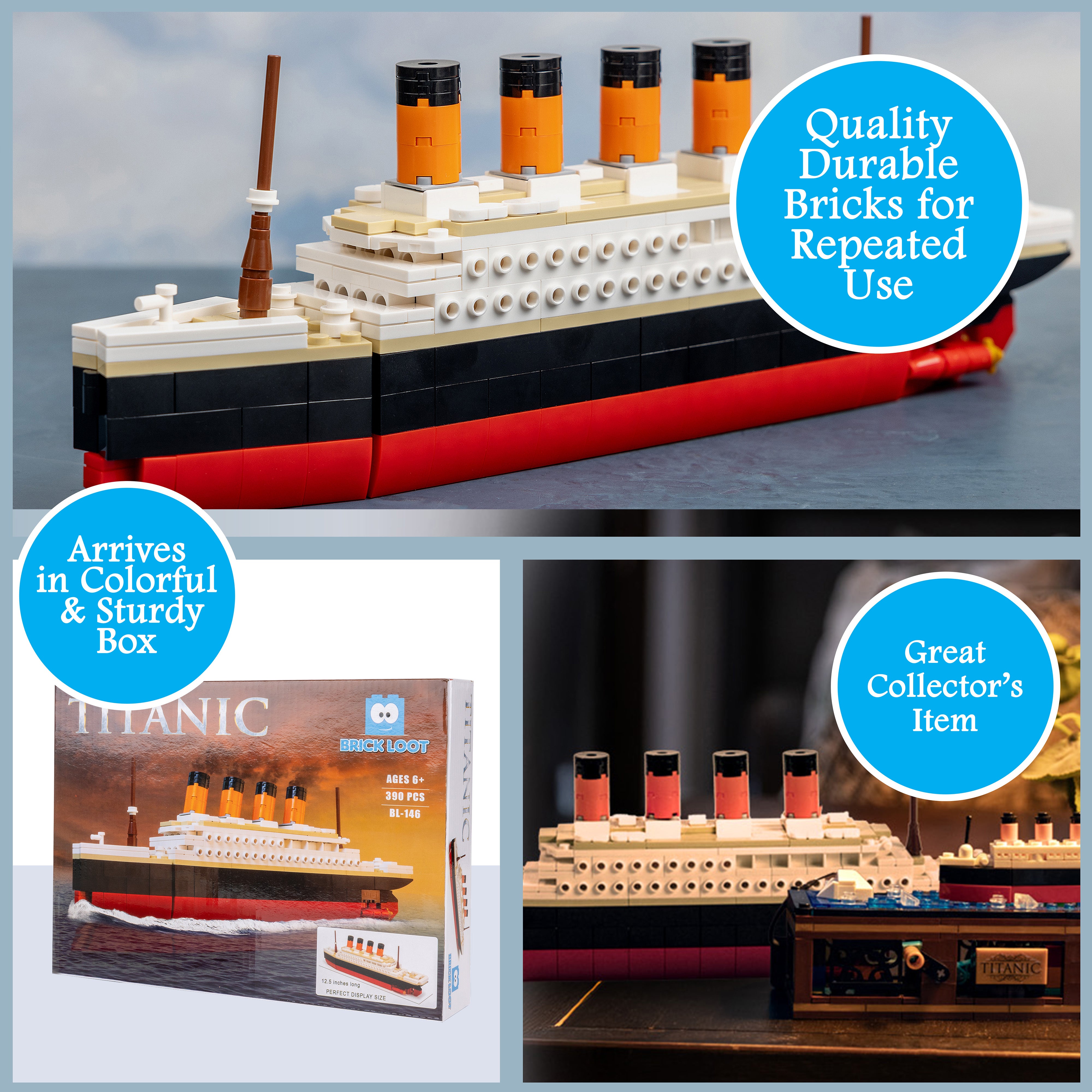Large Titanic Ship Brick Set - 390 Pieces