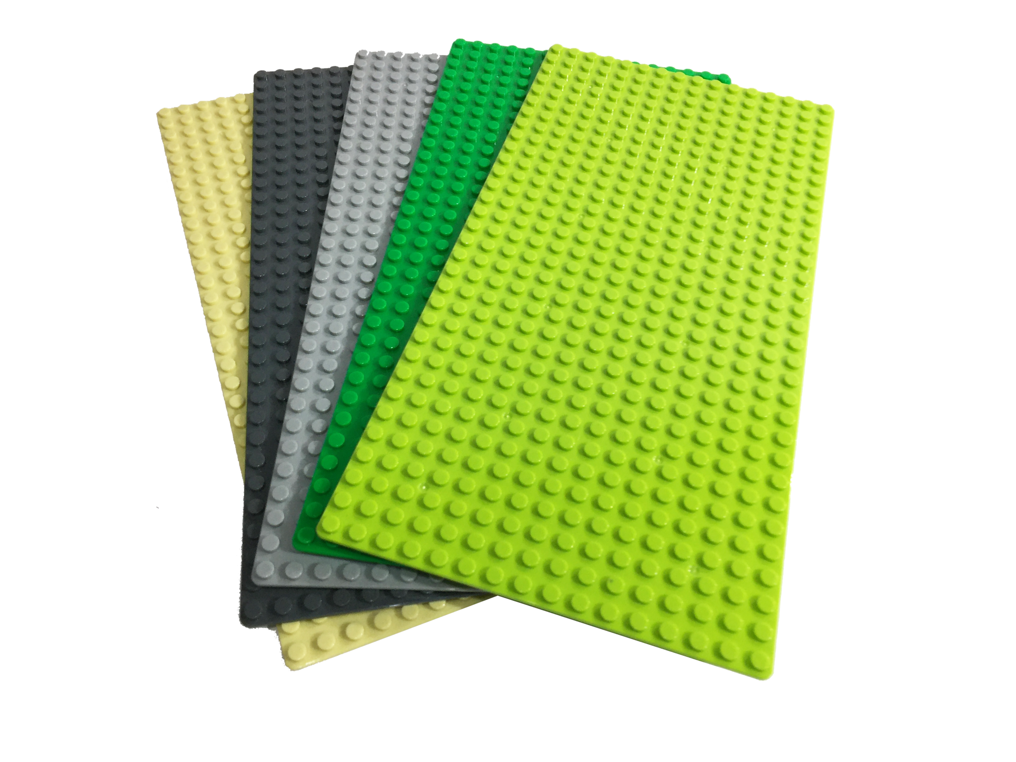 Baseplate Bundle 5 pack Brick Loot Custom 16x32 5"x10" Baseplates Green Light Green Light Gray Dark Gray Tan Compatible With LEGO® and all major brick brands