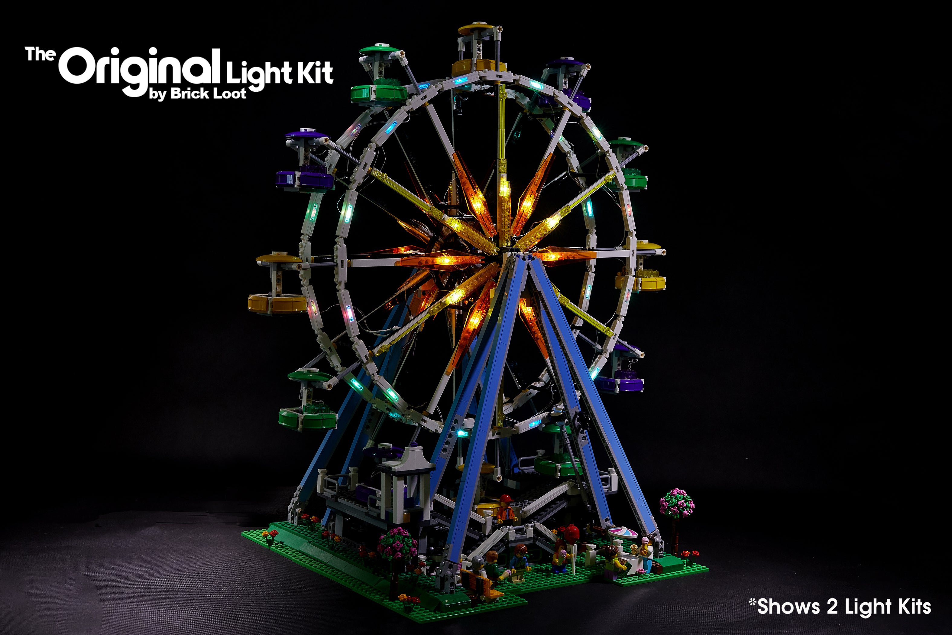 Brick Loot LED Lighting Kit for the LEGO Ferris Wheel 10247. 2 Light Kits shown