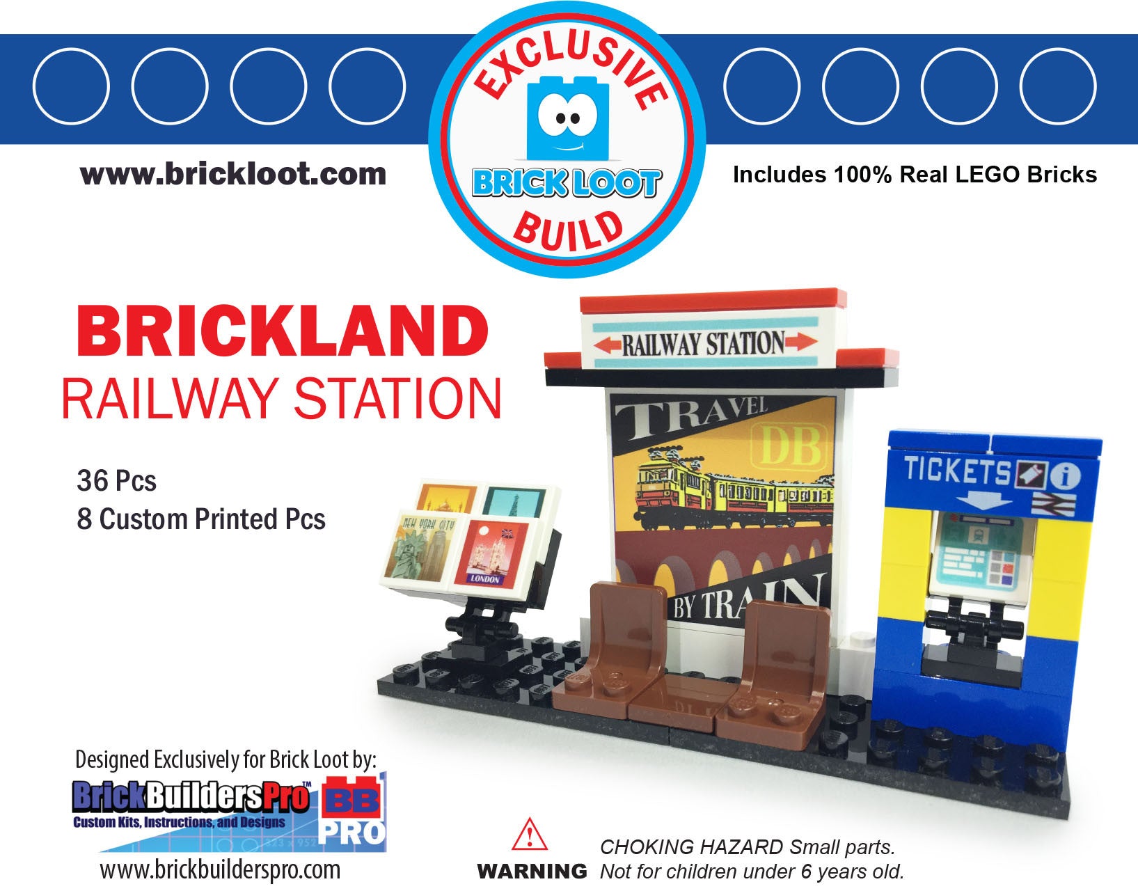 Exclusive Brick Loot Build Railway Train Station - 100% LEGO bricks