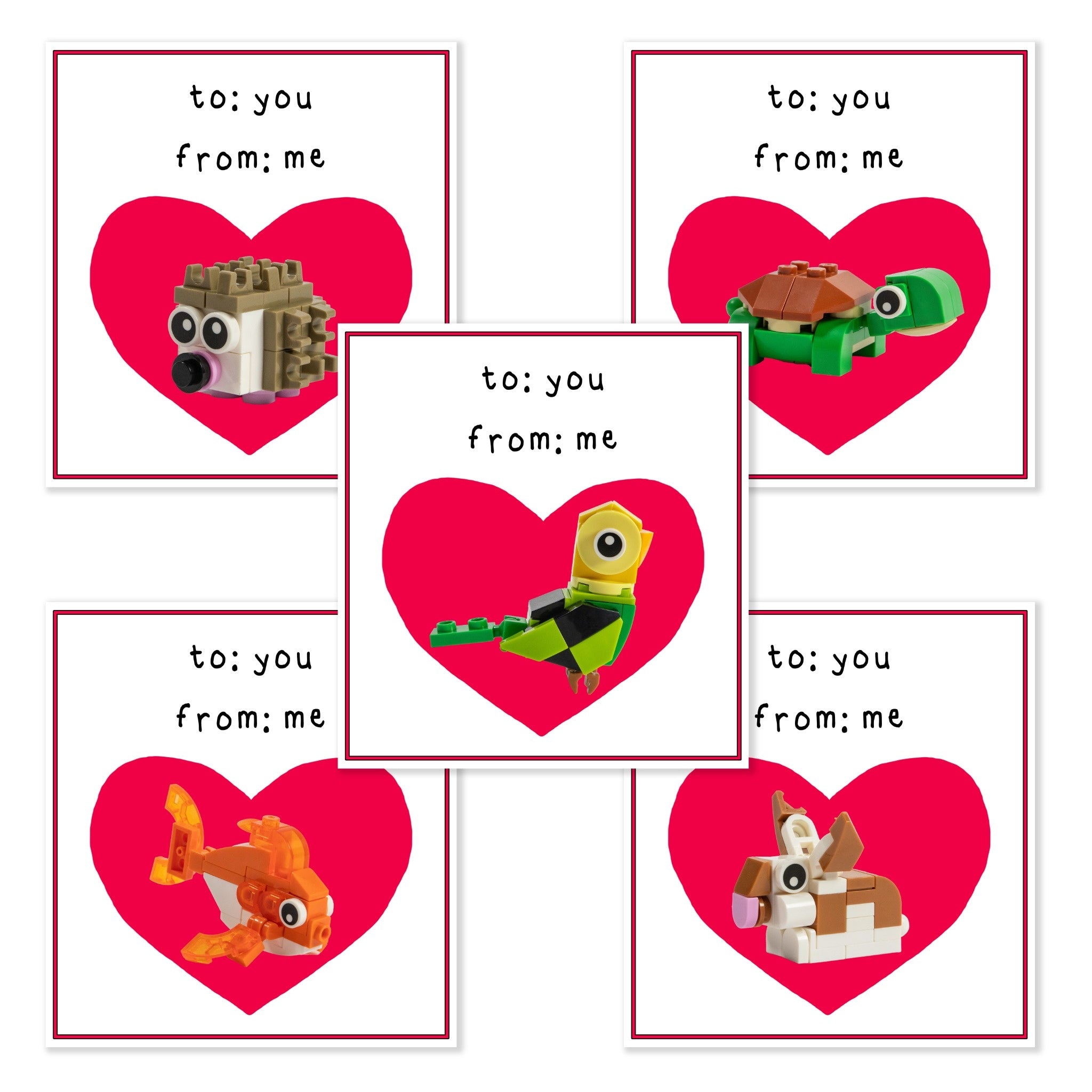 Valentine Mini Animal/Flower Building Packs – Cute Brick Party Favors