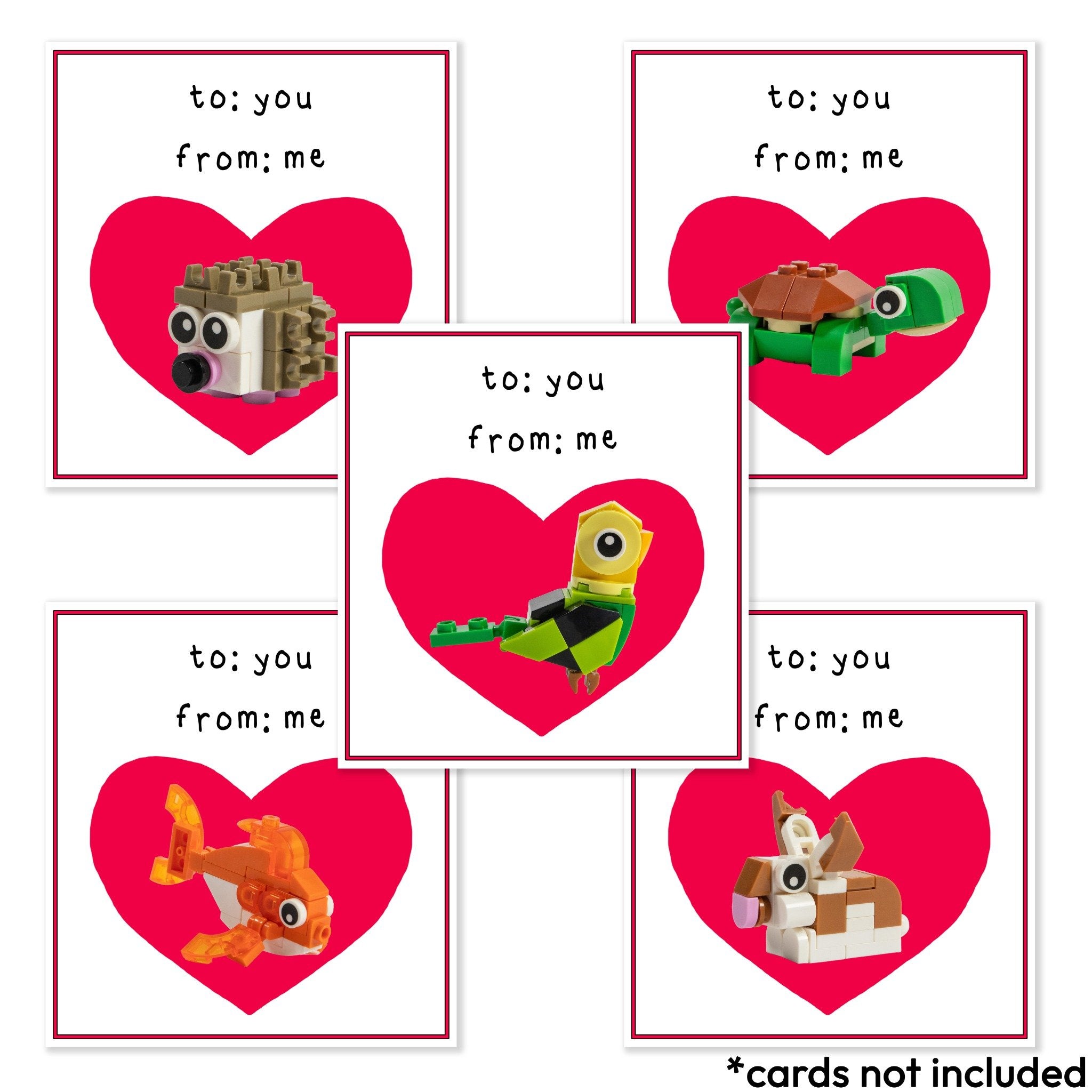 Valentine Mini Animal/Flower Building Packs – Cute Brick Party Favors