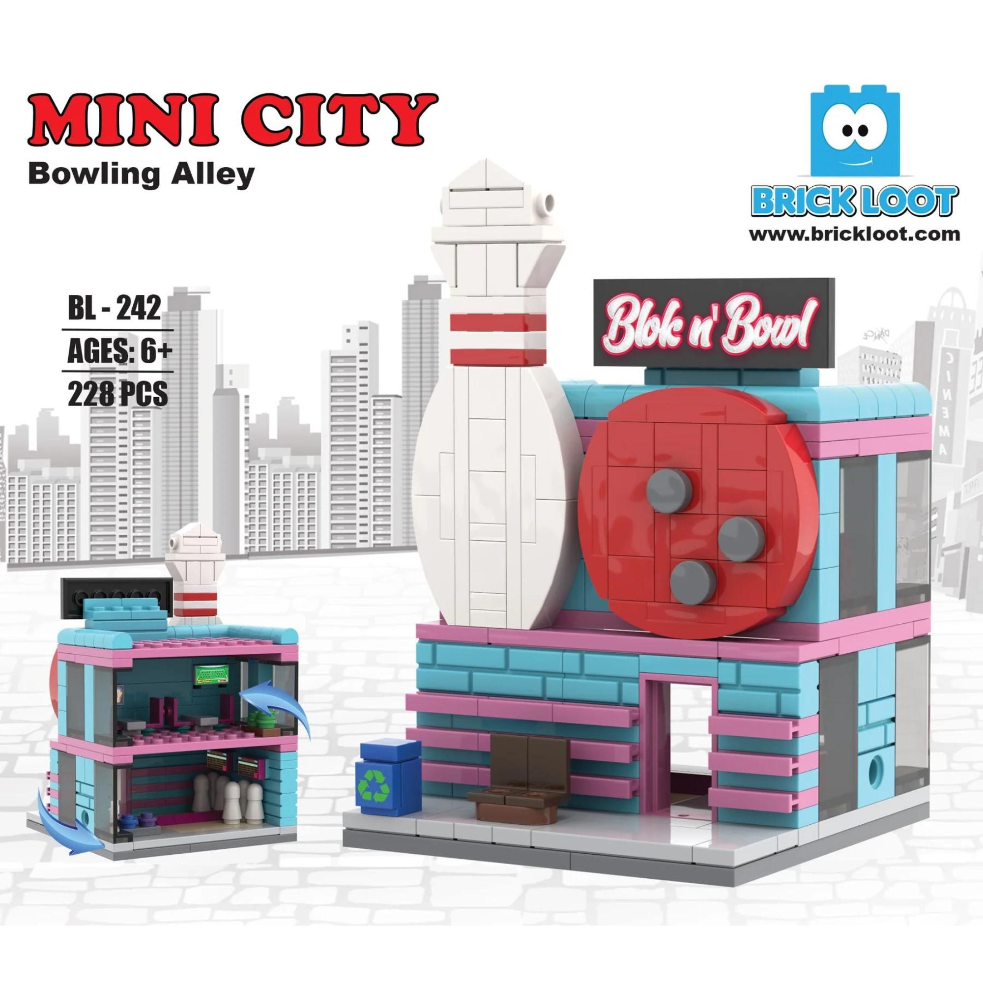 Mini City - Blok n' Bowl Bowling Alley Brick Set