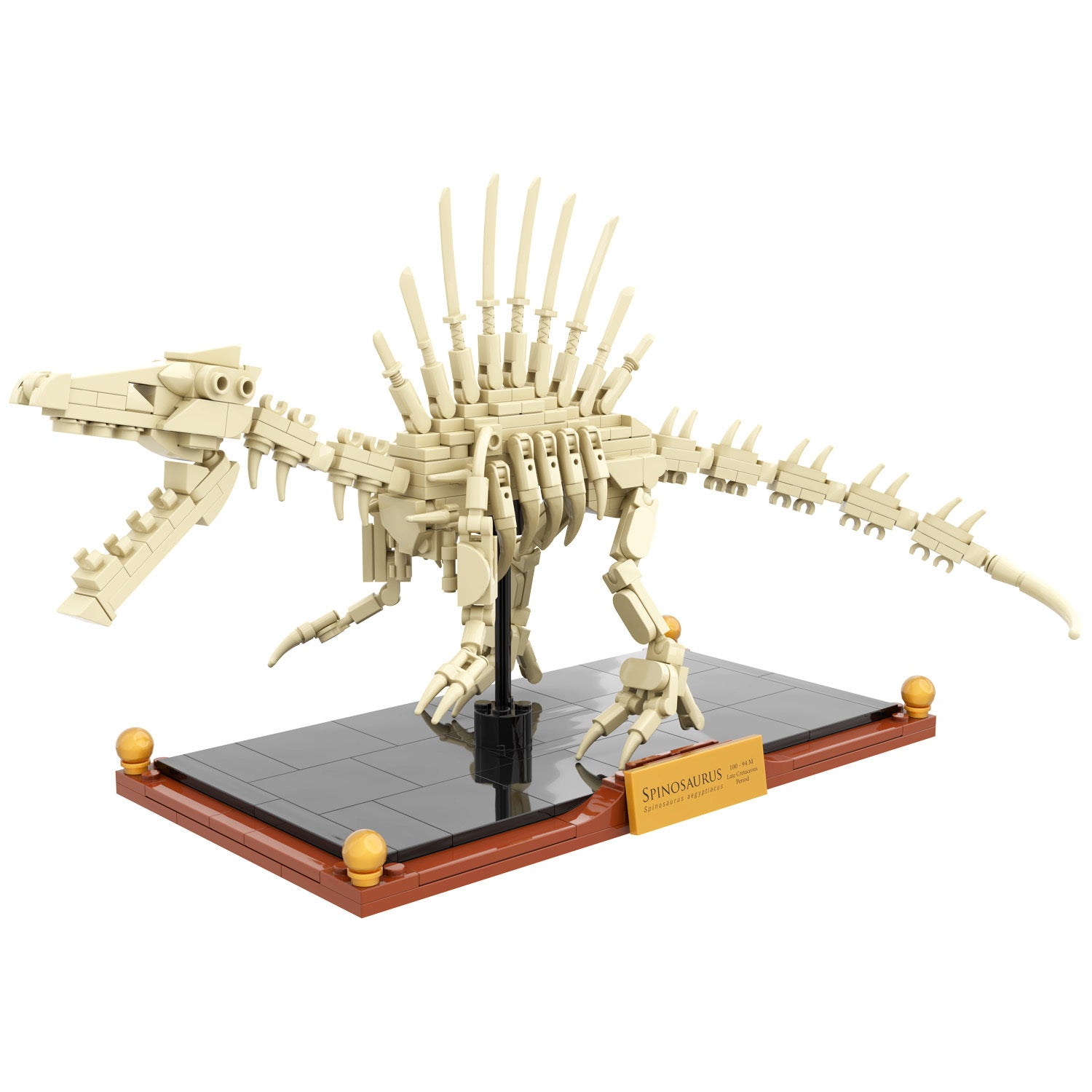 Spinosaurus Dinosaur Fossil Building Set | Display Model with Museum Base
