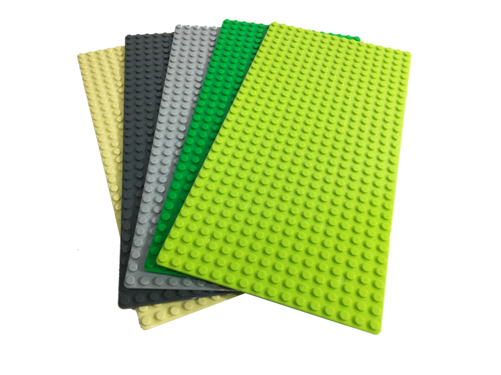 Baseplate Bundle  5 pack Brick Loot Custom 16x32 5"x10" Baseplates Green  Light Green Light Gray Dark Gray Tan Compatible With LEGO® and all major brick brands