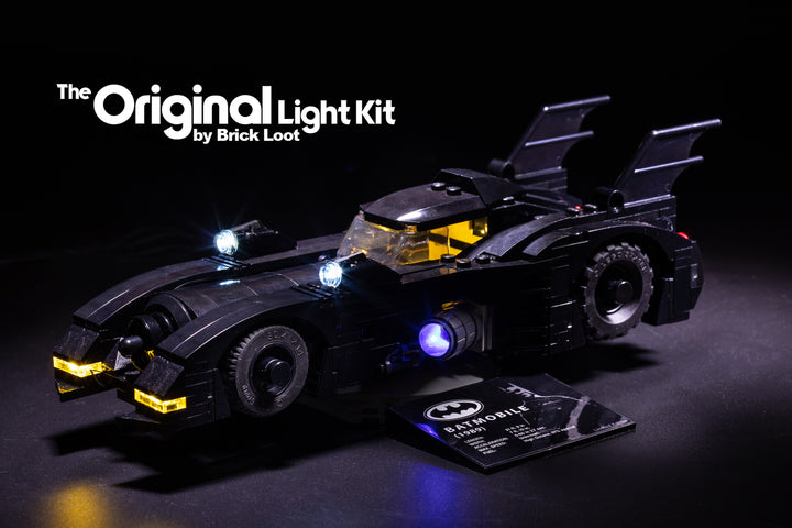  LEGO 1989 Batmobile Mini - Limited Edition - set 40433 with Brick Loot LED Light Kit installed. 