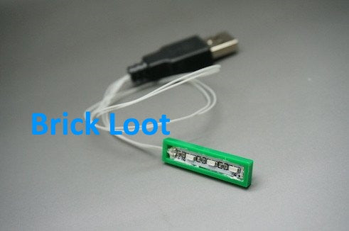 Brick Loot  Down Light for LEGO builds - Green 1x4/Green LED, powered through USB