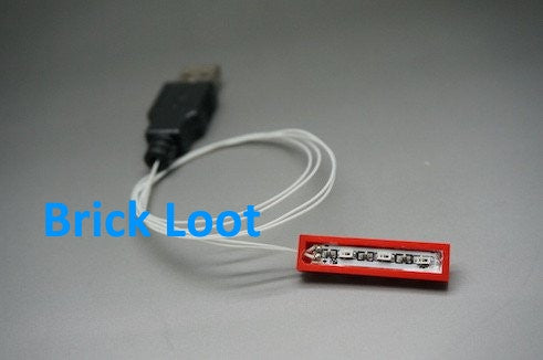 Brick Loot  Down Light for LEGO builds - Red 1x4/Red LED, powered through USB