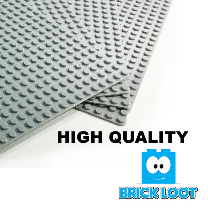  Brick Loot Custom Baseplate Bundle 4 Pack 32x32 10”x10” GRAY Compatible With LEGO® and all major brick brands