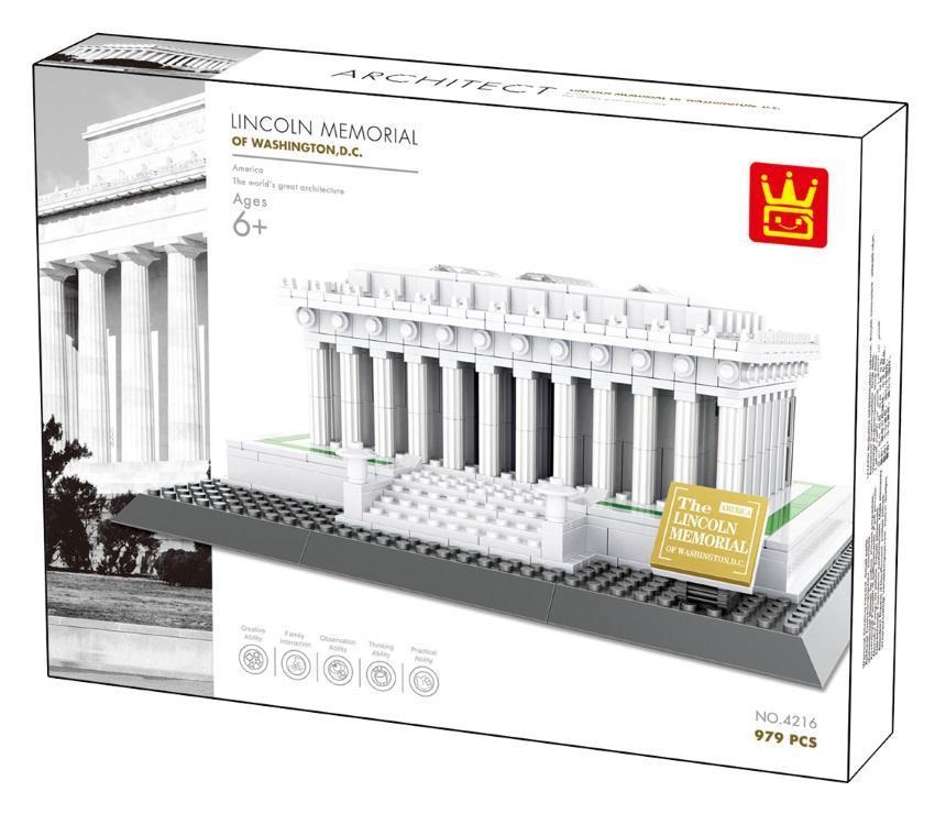 WANGE 4216 Lincoln Memorial of Washington DC brick set, sold by Brick Loot. Offered with or without the retail box. 