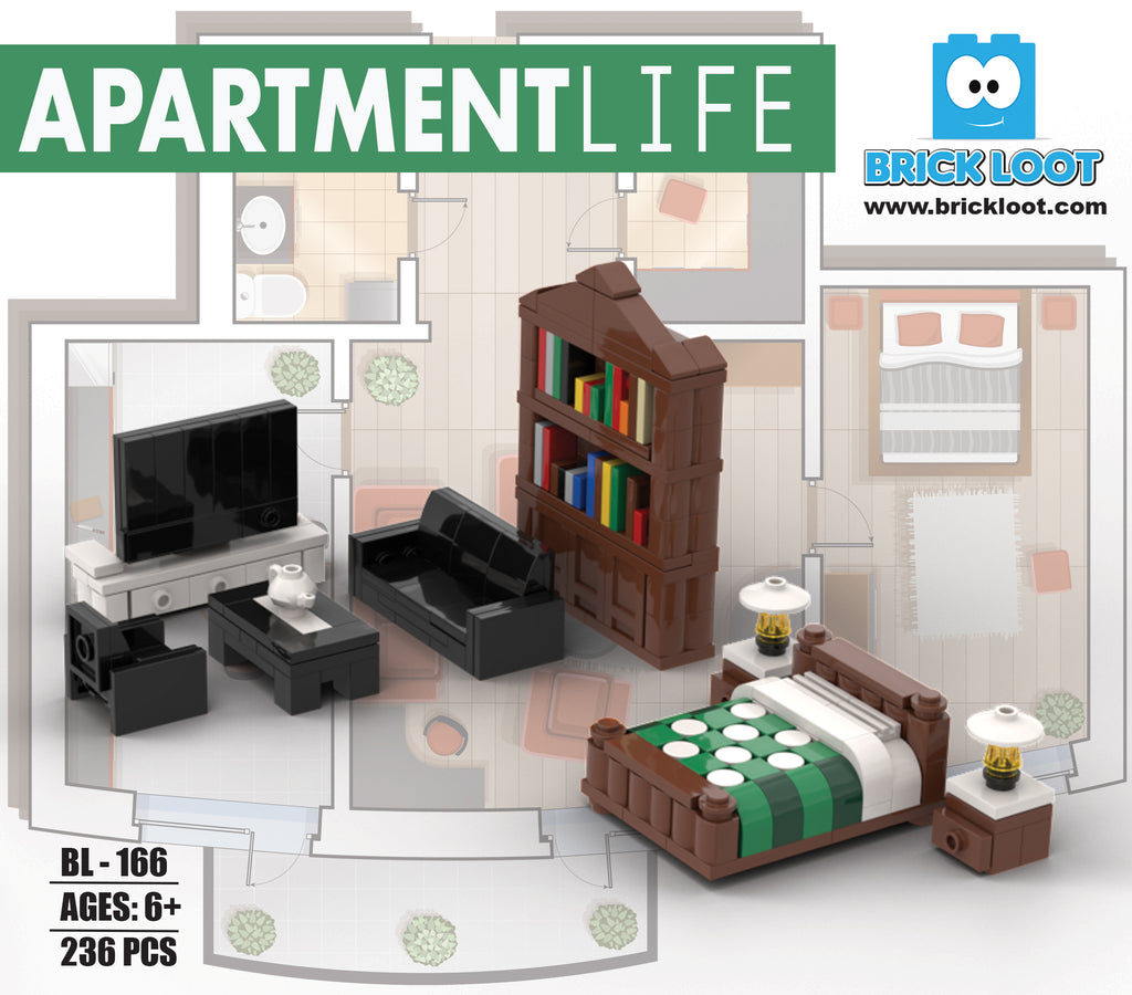 Brick Loot Apartment Life Furniture Brick Building Set with LEGO Compatible Bricks