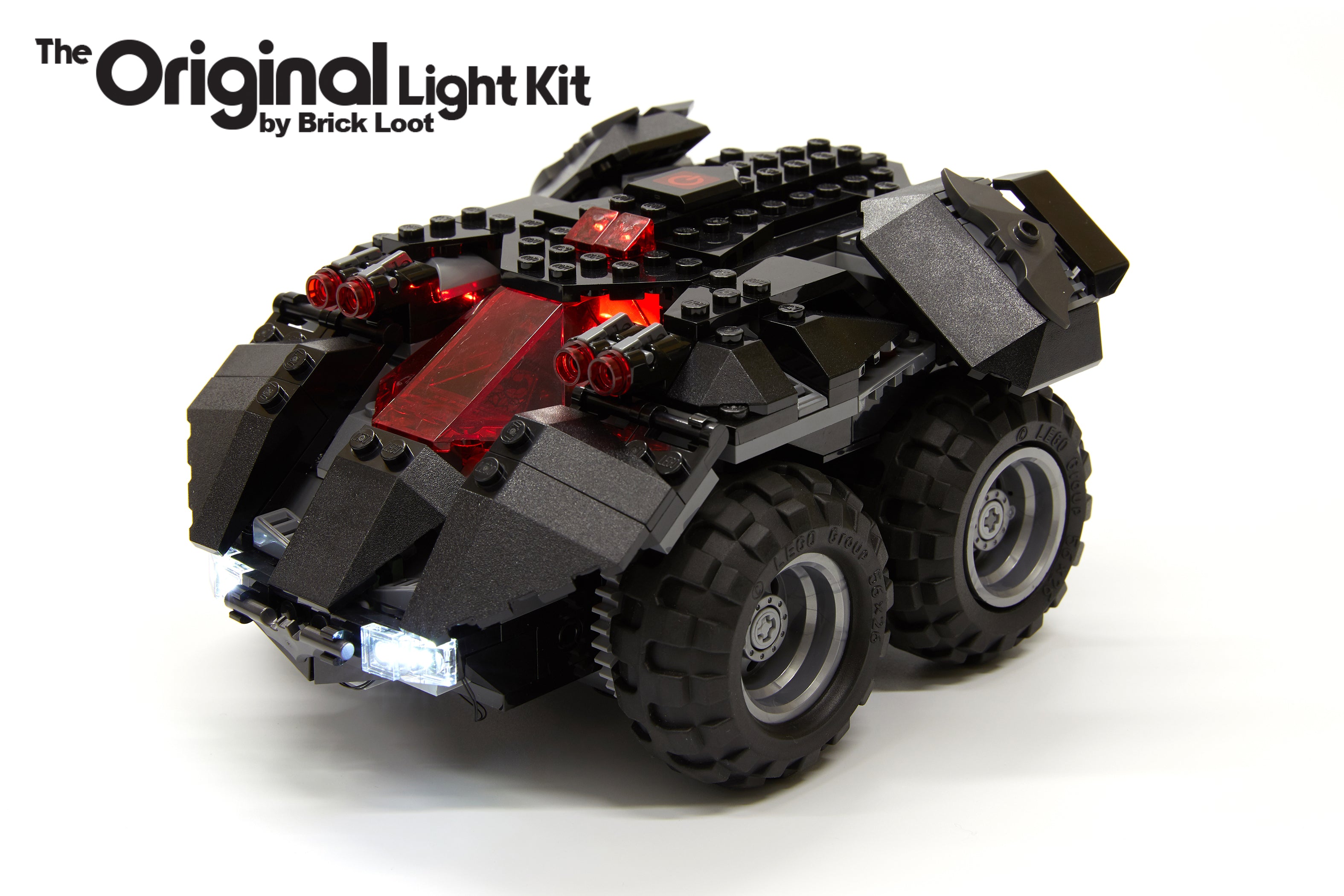 LEGO App-controlled Batmobile set 76112 with the Brick Loot LED Lighting Kit.