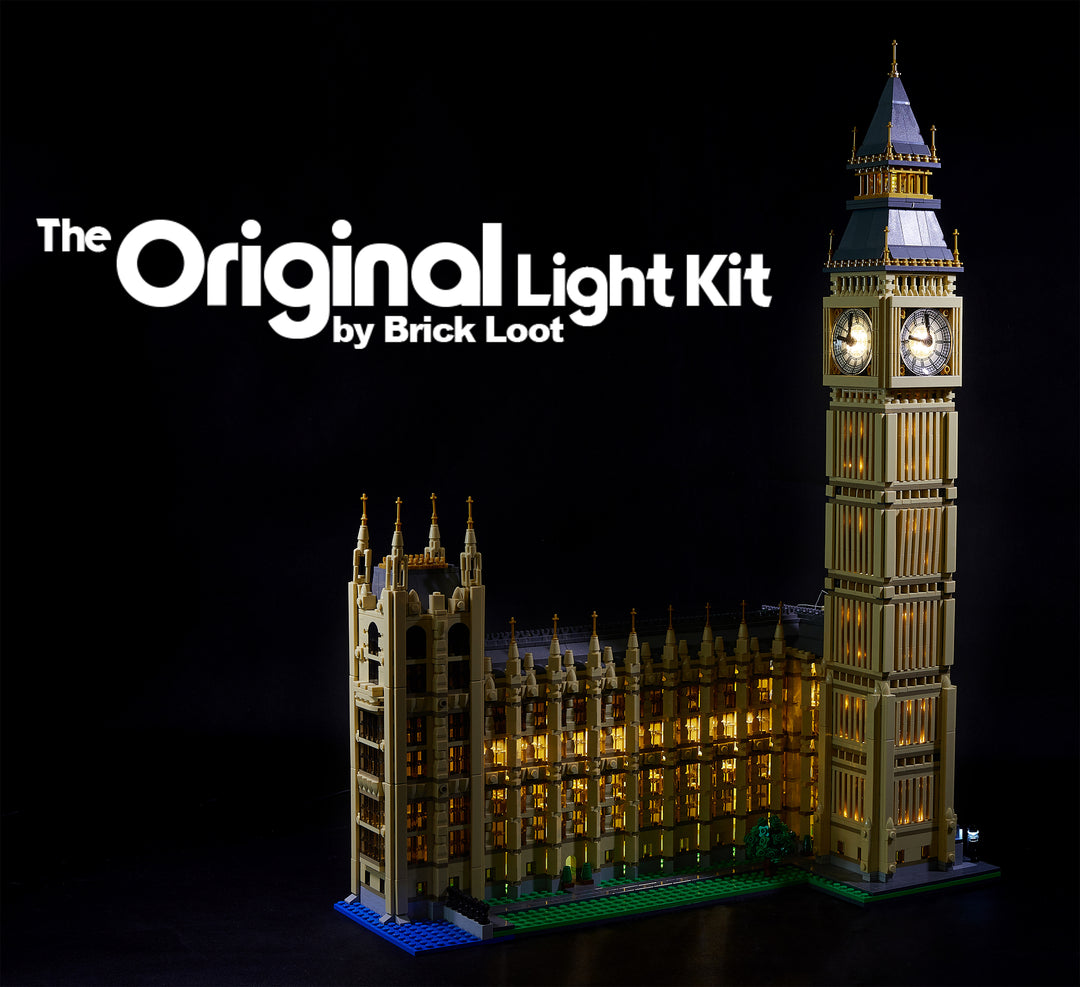 The Brick Loot LED kit beautifully lights up the LEGO Architecture set 10253 model - Big Ben.