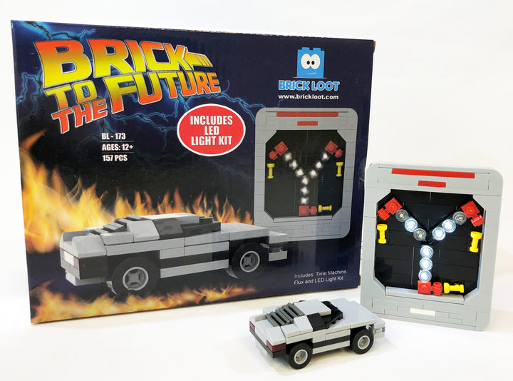 Exclusive Brick Loot Flux Capacitor with LED Light Kit and Time Machine DeLorean Car