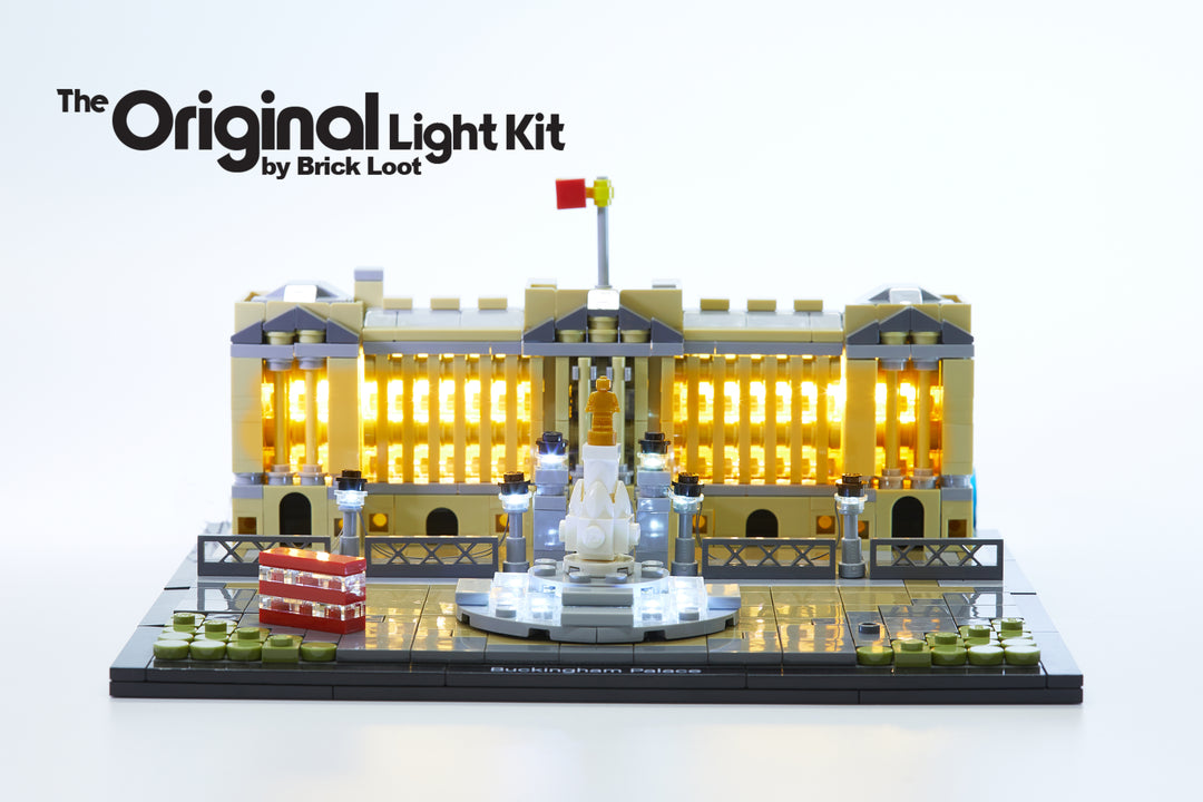 LEGO Architecture Buckingham Palace set 21029, illumuniated with the Brick Loot LED Light Kit. Beautiful day or night!