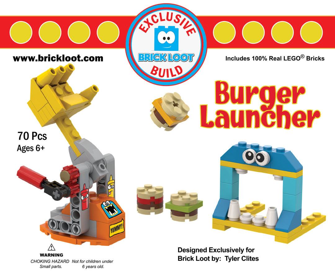 Exclusive Brick Loot Build Burger Launcher  – 100% LEGO Bricks