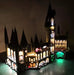 Interior of the LEGO Harry Potter Hogwarts Castle set 71043 with the Brick Loot LED Light Kit installed.