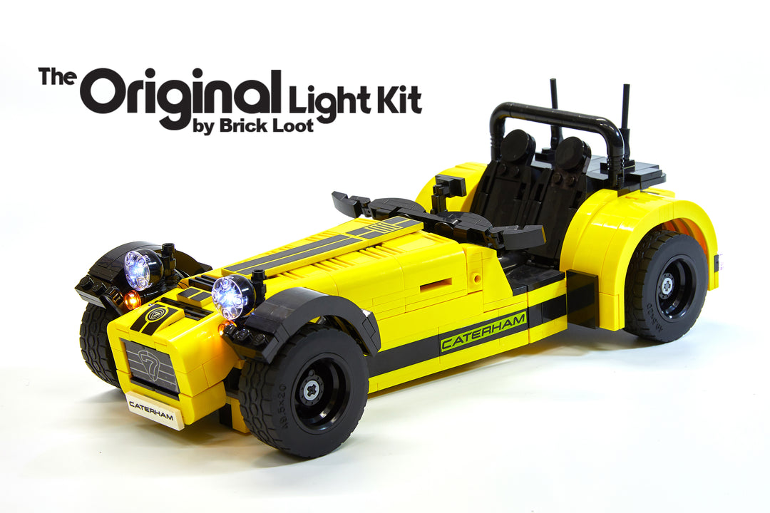 LEGO Caterham Seven 620R set 21307 with the custom Brick Loot LED Light Kit.