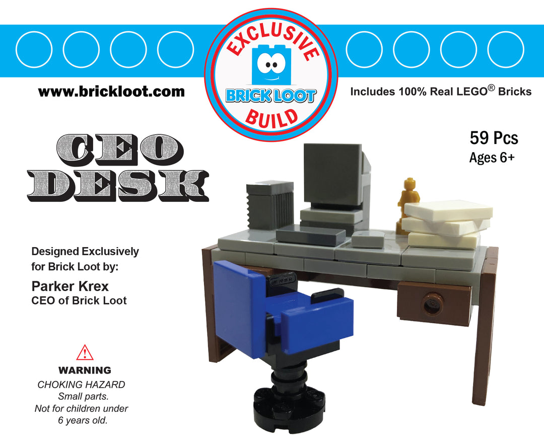 Exclusive Brick Loot Build CEO Desk by Parker Krex – 100% LEGO Bricks