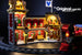 Close-up of the inside of the LEGO Disney Train and Station set 71044, completely lit up with the Brick Loot LED Light Kit.