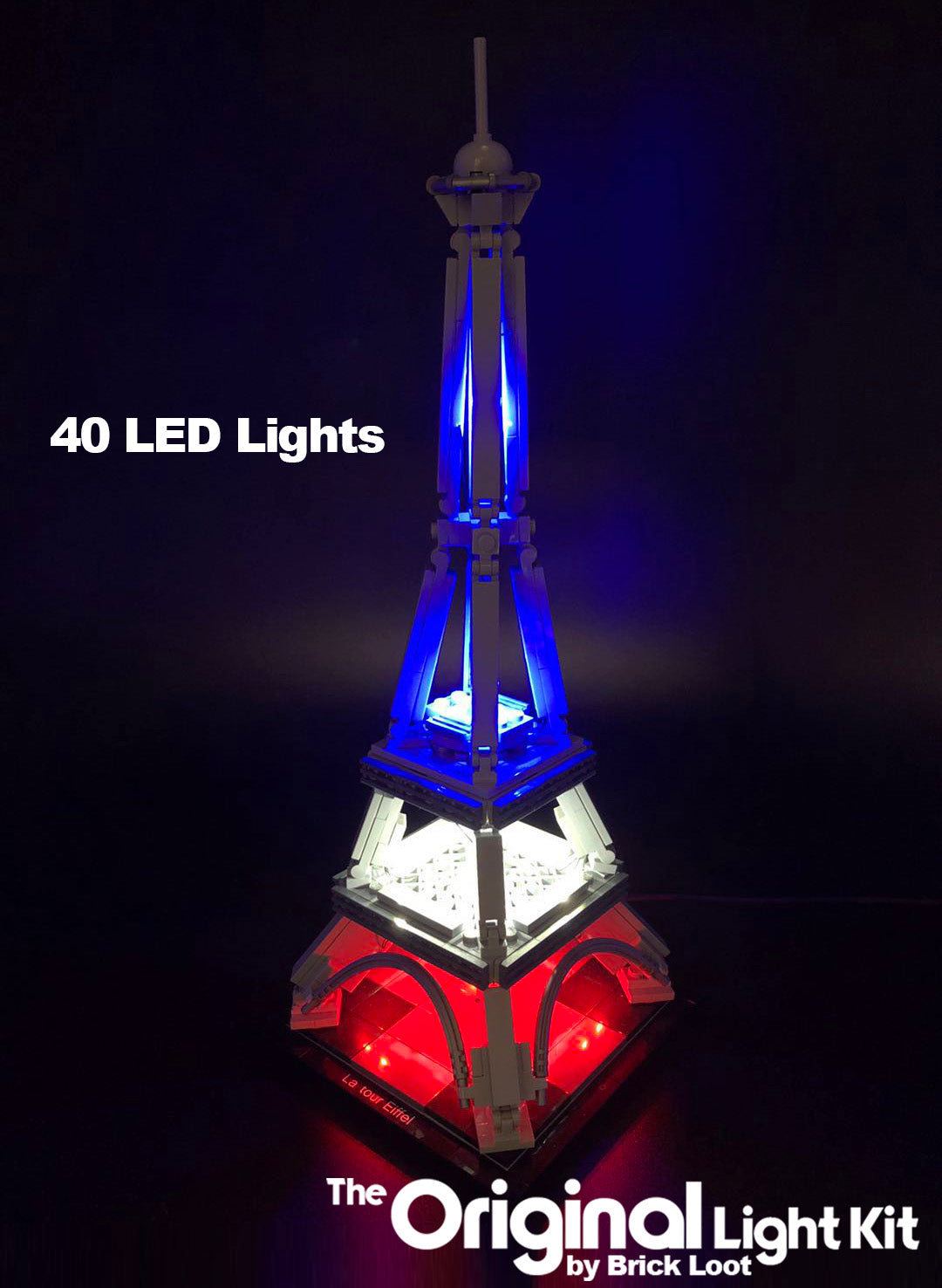 LEGO Architecture Eiffel Tower set 21019 with the beautiful Brick Loot LED Light Kit installed!