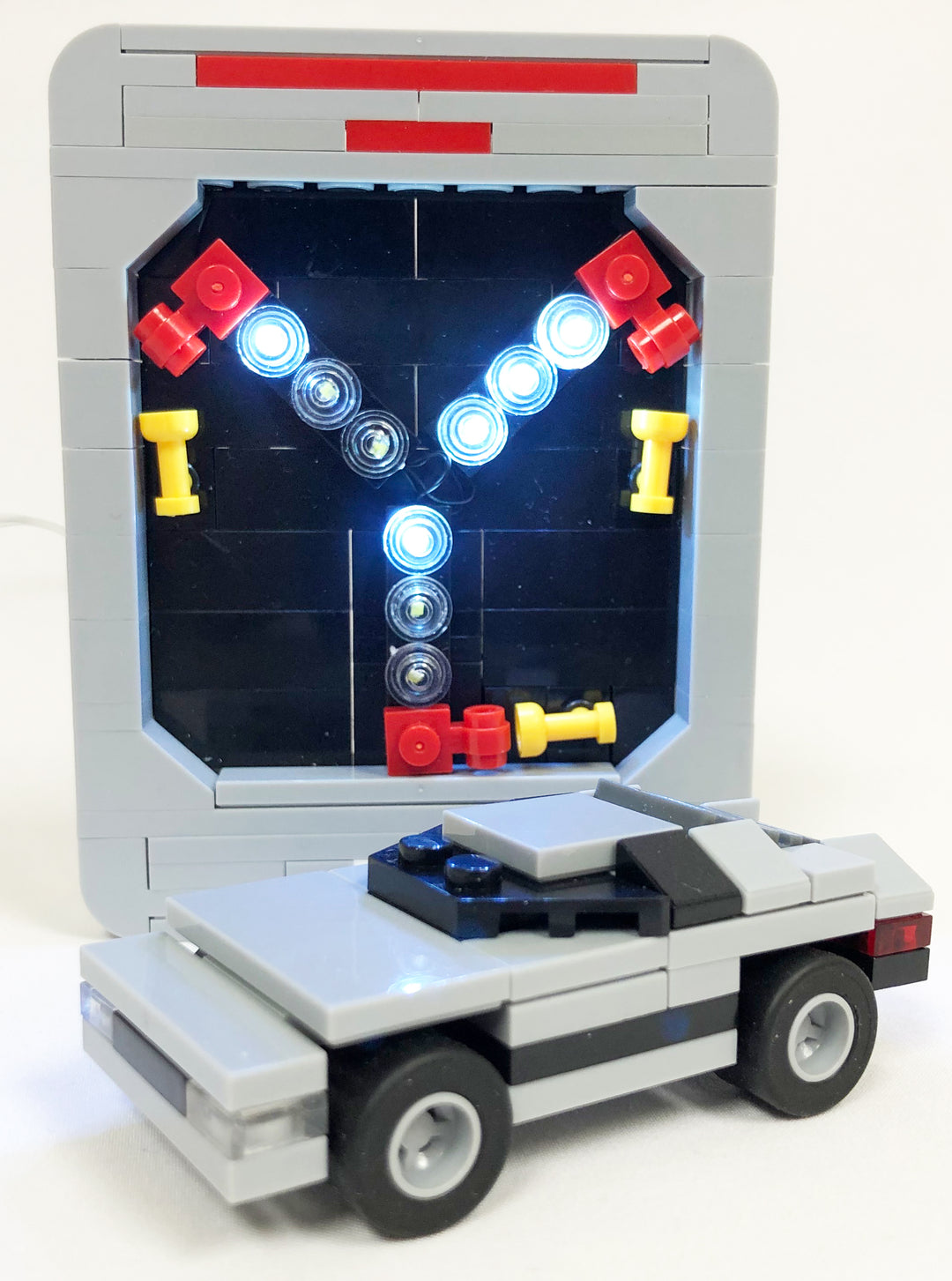 Exclusive Brick Loot Flux Capacitor with LED Light Kit and Time Machine DeLorean Car