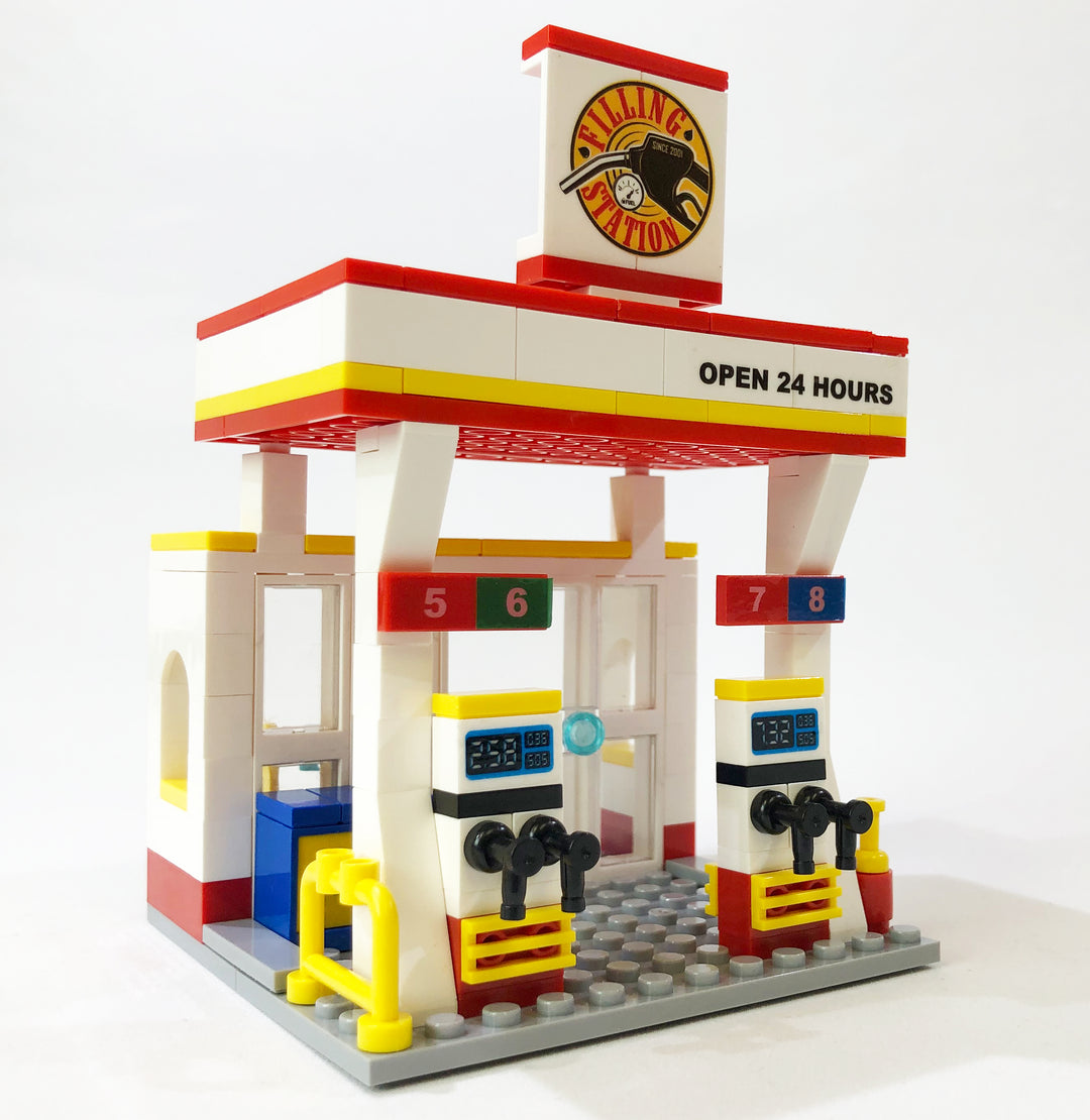 Gas Station Teifoc Brick & Mortar Building Kit - Corner Pockets