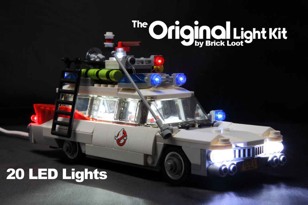 LEGO Ghostbusters Ecto-1 set 21108 with Brick Loot LED Light Kit installed!