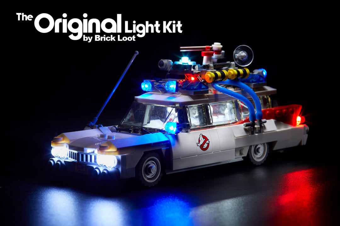 LEGO Ghostbusters Ecto-1 set 21108 with Brick Loot LED Light Kit installed!