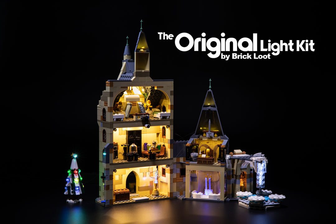 Interior of the LEGO Harry Potter Hogwarts Clock Tower set 75948 with the Brick Loot LED Light Kit.