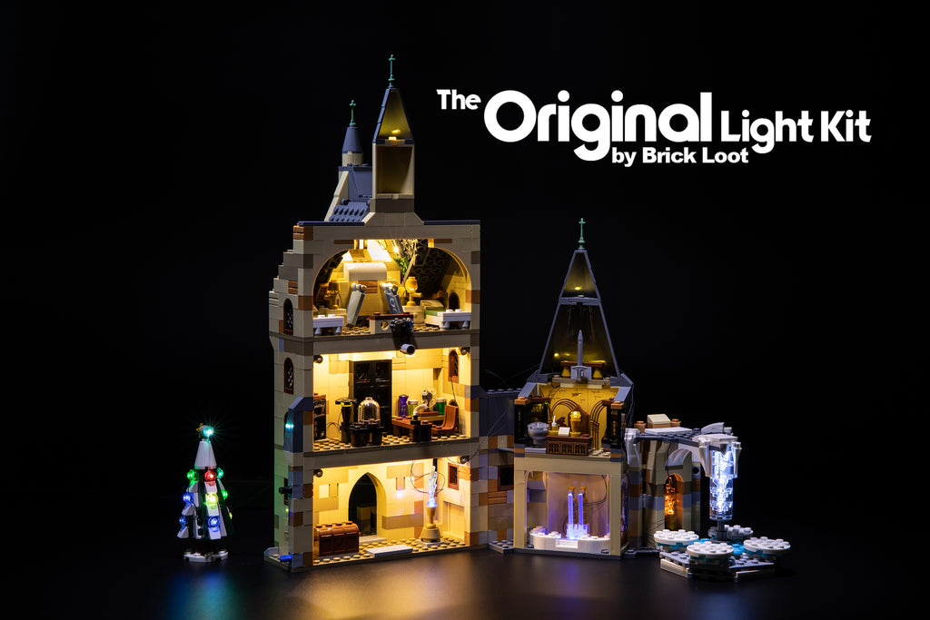 Interior of the LEGO Harry Potter Hogwarts Clock Tower set 75948 with the Brick Loot LED Light Kit.