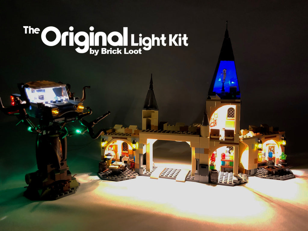 LEGO Harry Potter Hogwarts Whomping Willow set 75953 with the colorful Brick Loot LED Light Kit.