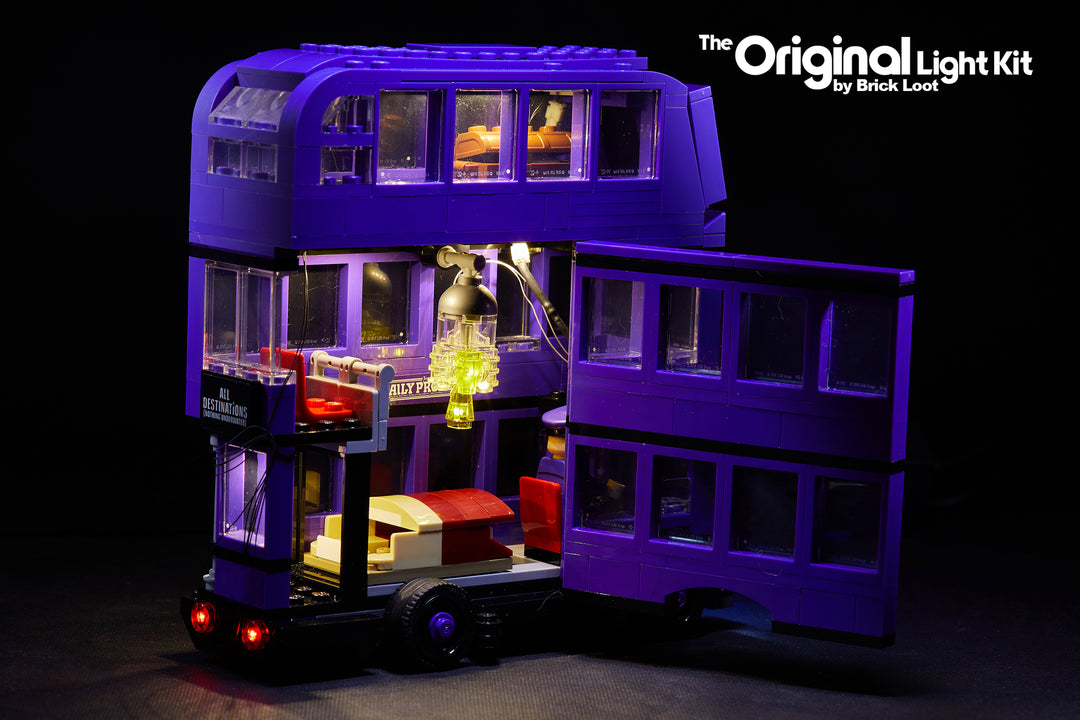 LEGO Harry Potter The Knight Bus set 75957 with the Brick Loot LED Light Kit.