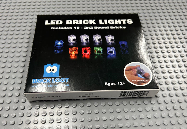 2x2 Round Brick LED Packs - Red, RGB, Yellow, Blue, White and Green