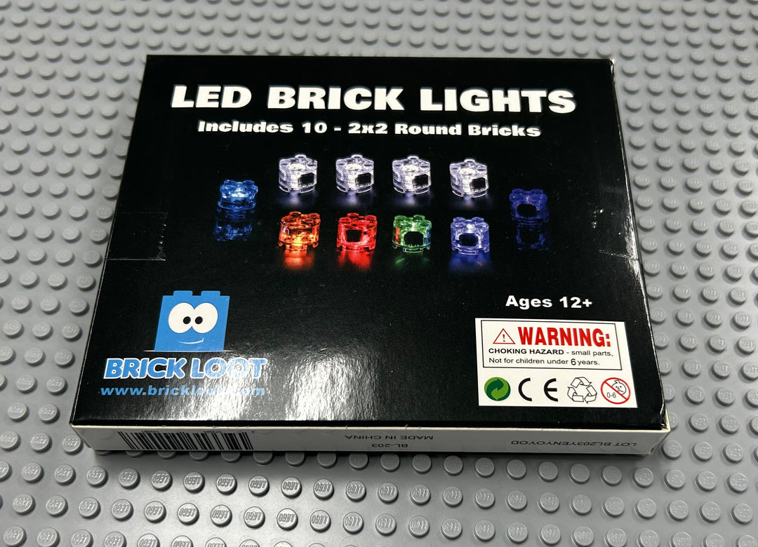 2x2 Round Brick LED Packs - Red, RGB, Yellow, Blue, White and Green