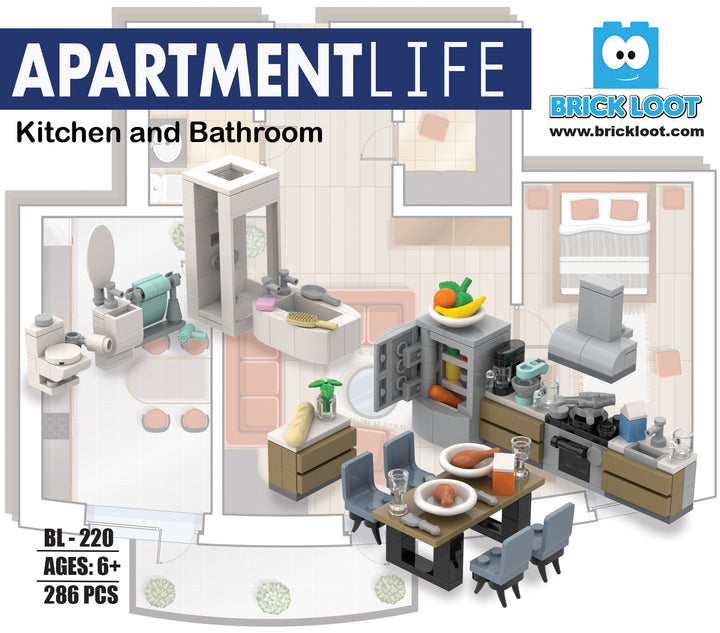 Apartment Life - Kitchen and Bathroom Furniture Brick Set