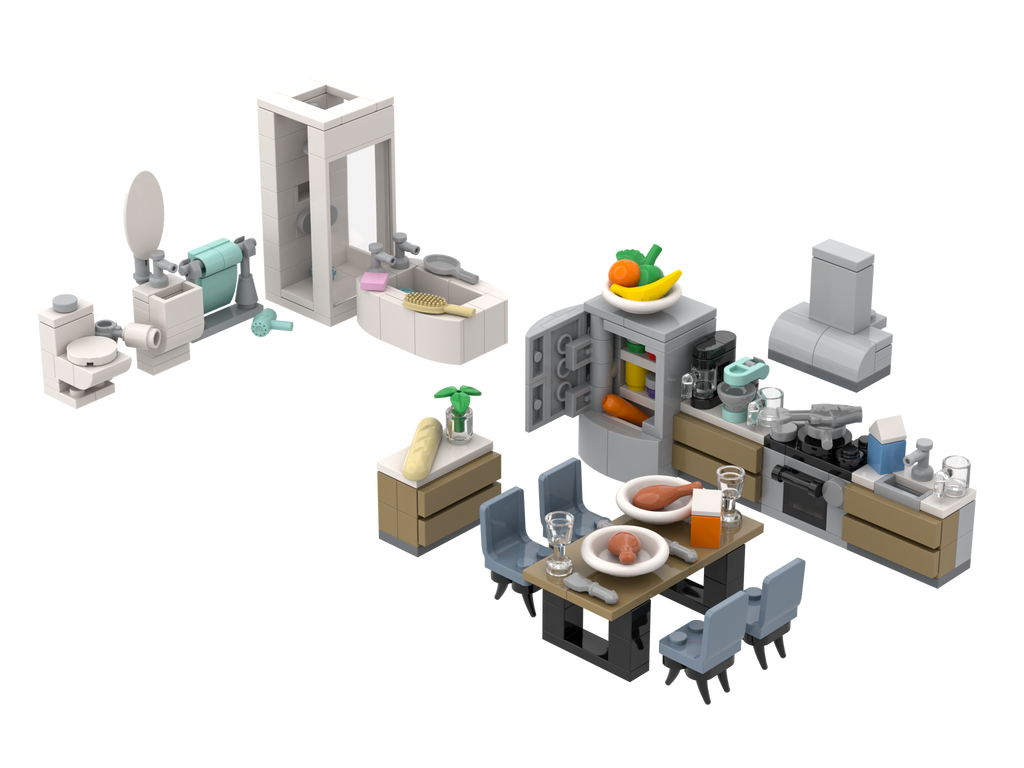 Apartment Life - Kitchen and Bathroom Furniture Brick Set
