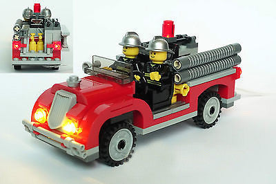 LEGO Fire Brigade set 10197 fire truck, with the Brick Loot Custom LED kit installed. The fire truck lights are included with this light kit!