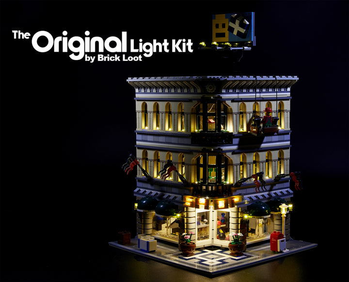 LEGO Grand Emporium set 10211 with the Brick Loot LED Light Kit.