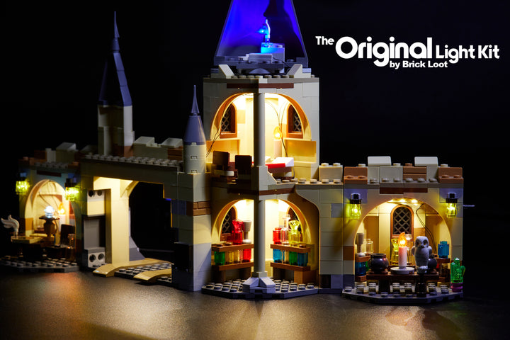 LEGO Harry Potter Hogwarts Whomping Willow set 75953 with the colorful Brick Loot LED Light Kit.