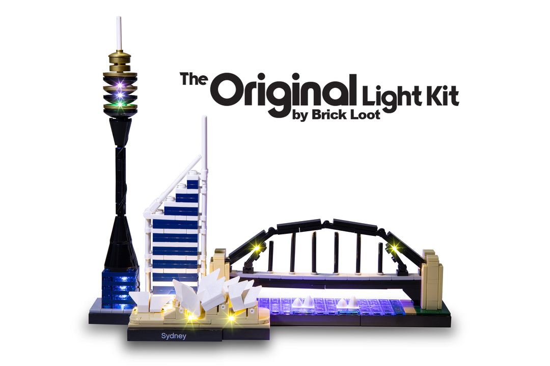 LEGO Architecture Sydney Skyline set 21032, illuminated with the Brick Loot LED Light Kit, beautiful day and night!