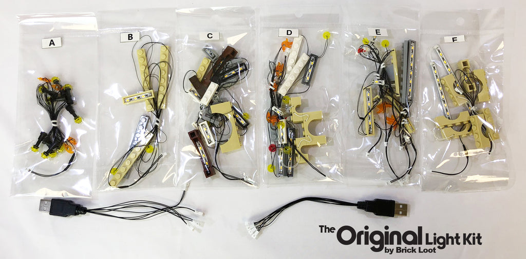 Brick Loot Light Kit LED strings and USB plugs, custom-designed for the LEGO Harry Potter Hogwarts Castle set 71043.