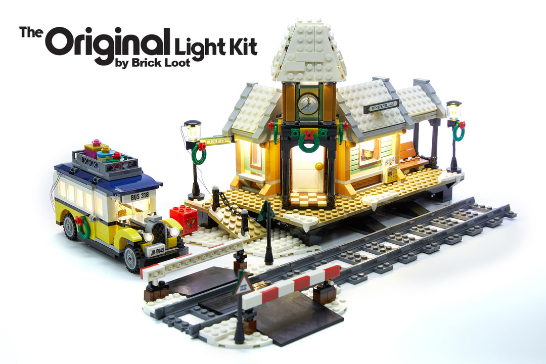 LEGO Winter Village Station set 10259, beautifully illuminiated with the custom Brick Loot LED Light kit! Brilliant during the day and night!