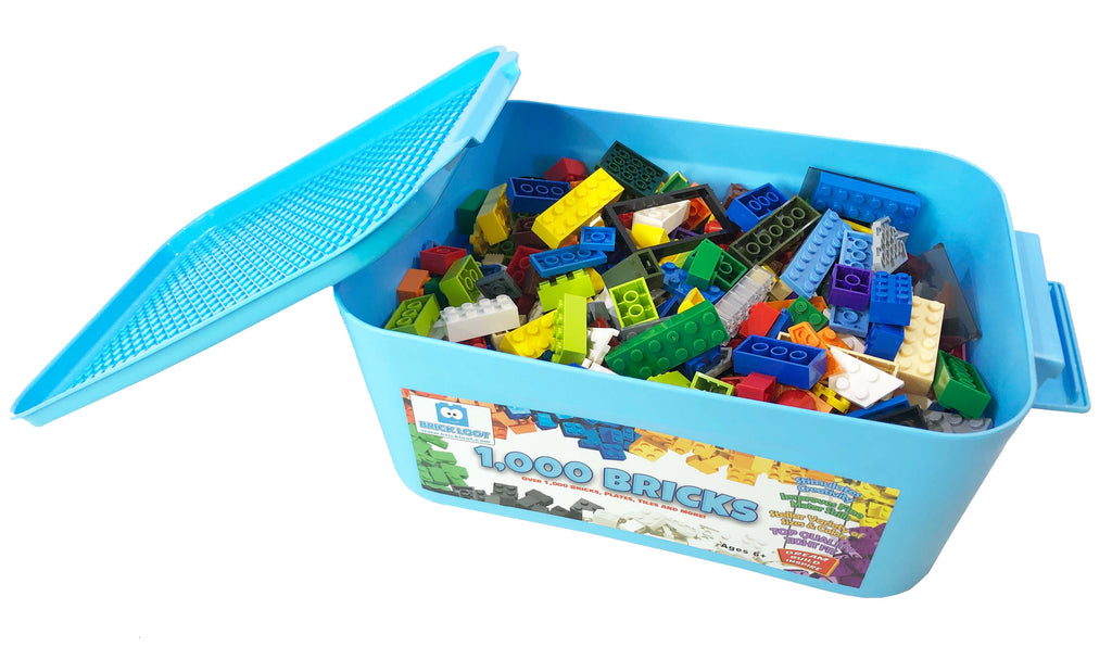 Brick Loot 1000 Pack of Bulk COMPATIBLE Bricks with storage bin - Fits LEGO and Other Major Brands