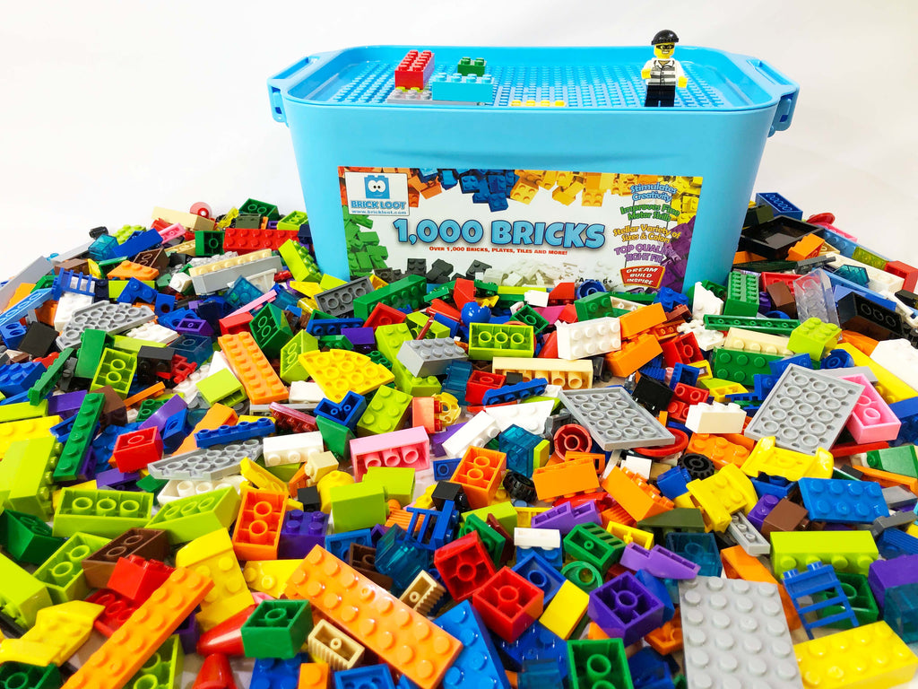 Brick Loot 1000 Pack of Bulk COMPATIBLE Bricks with storage bin - Fits