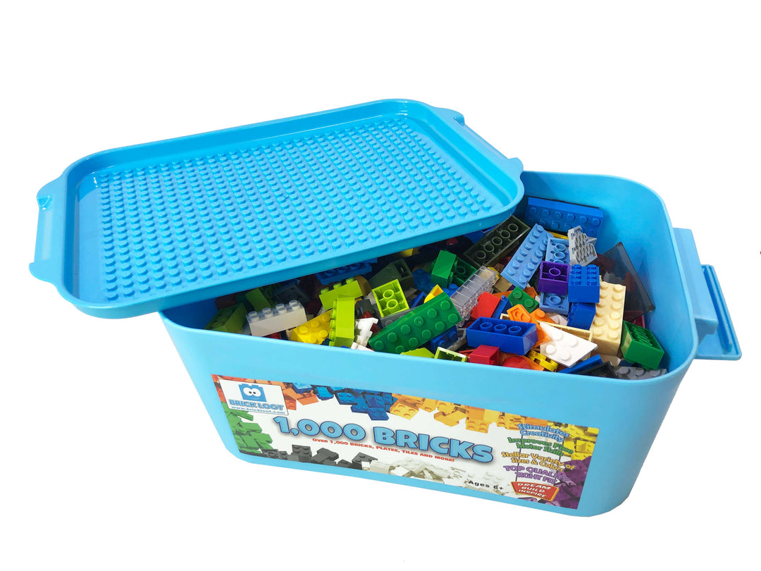 Blue Gift Box it Opens Brick Kit Bricks and Full Color