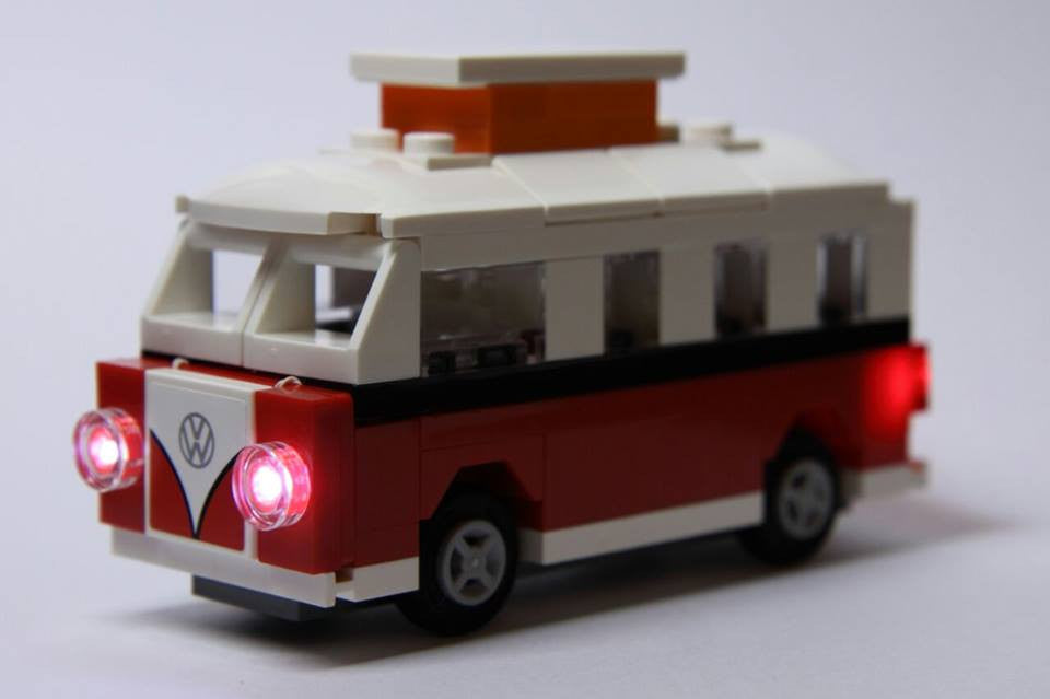LEGO Mini VW Camper Van set 40079 Bag Set with Brick Loot custom LED Light Kit.